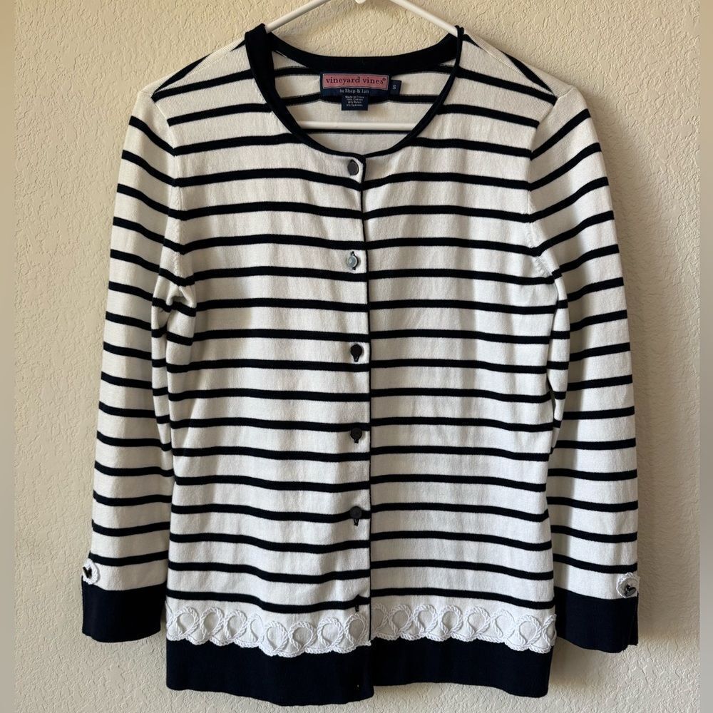Vineyard Vines by Shep & Ian Striped Button-Front‎ Cardigan Sz S Nautical Preppy